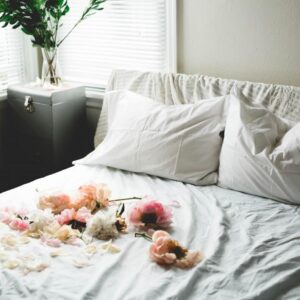 Bed with flowers
